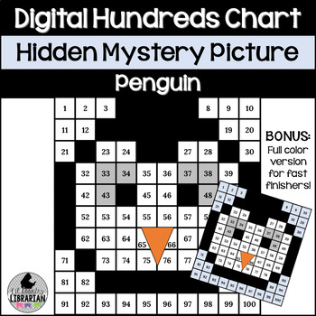 Preview of Digital Penguin Hundreds Chart Hidden Mystery Picture Activity for Winter Math