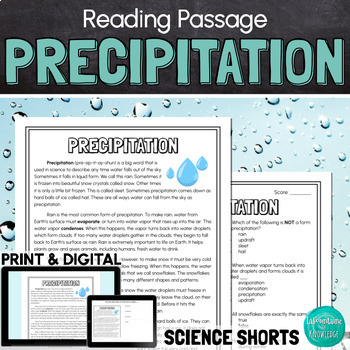 Preview of Precipitation Reading Comprehension Passage PRINT and DIGITAL