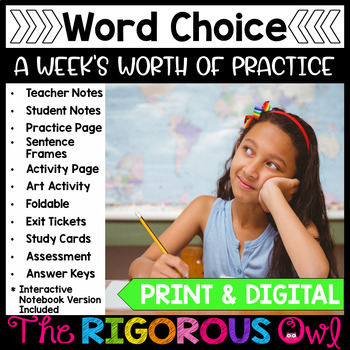 Preview of Precise Vocabulary & Word Choice Lesson, Practice, & Assessment Print & Digital