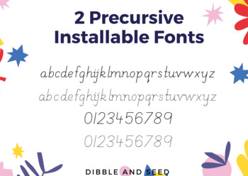 Preview of 2 Precursive Handwriting Fonts- Regular and Dotted (Alphabet Tracing) Fonts