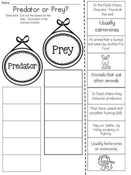 Predator and Prey Cut and Paste Sorting Activity by JH Lesson Design