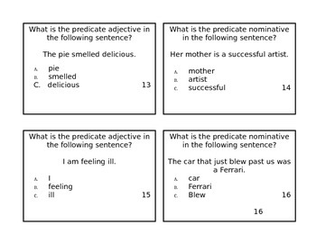 Predicate Adjective or Predicate Nominative Task Cards by Alice Derrick
