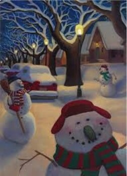 snowmen at night clipart image