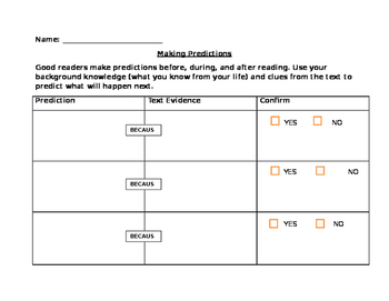 Preview of Predictions Graphic Organizer