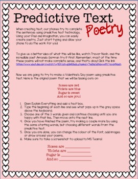 Preview of Predictive Text Poetry- Valentine's Day Activity