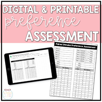 Digital Printable Preference Assessment Paired Choice Google Sheets