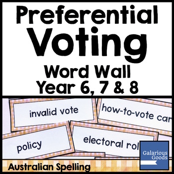 Preview of Preferential Voting Word Wall | Vocabulary for Australian Government