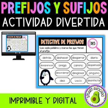 Preview of Prefijos y Sufijos Práctica Actividades| Prefixes and Suffixes in Spanish