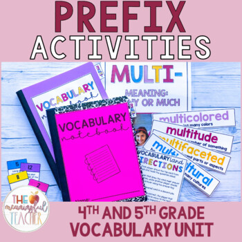 Preview of Prefix Activities for 4th and 5th Grade Vocabulary Unit