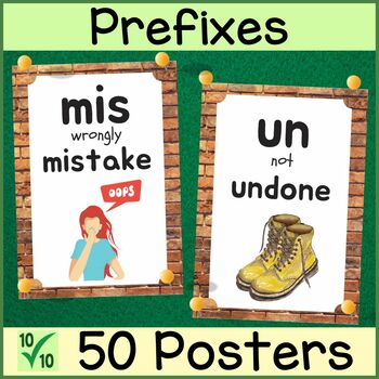 Preview of Prefix Anchor Charts - 50 Grammar Posters – Classroom Decor and Word Walls