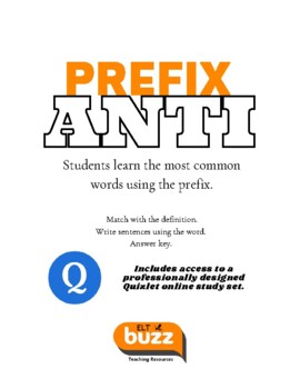 Preview of Prefix - Anti. Vocabulary.  Affixes. SAT. GMAT. ELA. ESL. EFL.