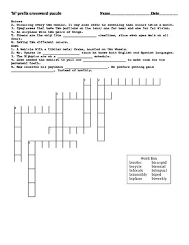 Prefix Crossword Puzzles by Klakers TPT
