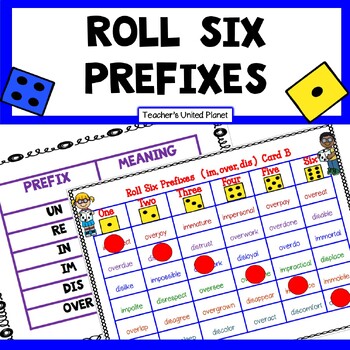 Preview of Prefix Games/Activities - Roll Six Prefixes - Science of Reading/OG + Easel