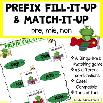 Preview of FREE Prefix SOR Games - Pre, Mis, Non -a Bingo-like & Matching game + Easel