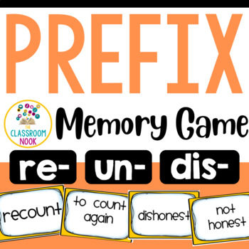Preview of Prefix Memory Center Game (re, un, dis) Vocabulary & Word Work Practice