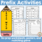 Prefix Activities: Worksheets, Posters, and Matching Game