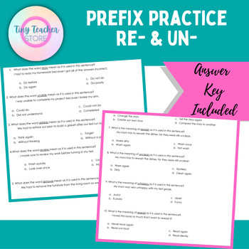 Preview of Prefix Practice Re- & Un-