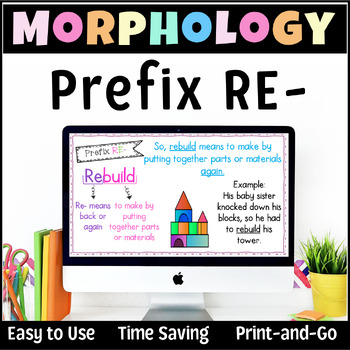 Preview of Prefix RE- | Morphology | Worksheets | PowerPoint | Activities | Games