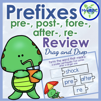 Preview of Prefix Review (re-, un-, pre-, mis-, dis-) Digital Boom Cards™ Task Cards