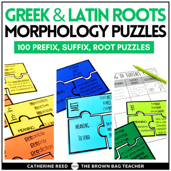 Preview of Prefix, Root Word, & Suffix Puzzle Bundle {100 Morphology Puzzles for Word Work)