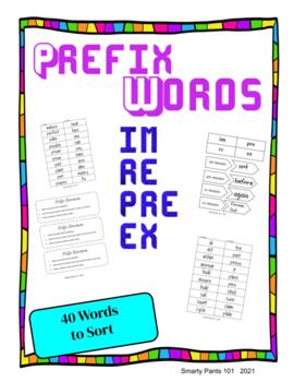 Preview of Prefix Sort: im, re, pre, ex Words 