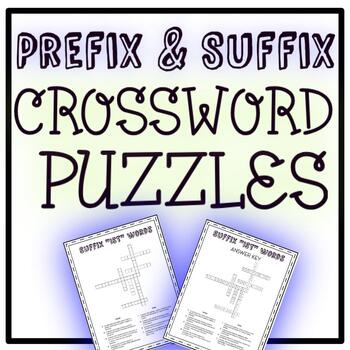 Preview of Prefix Suffix Crossword Puzzles English Games Early Finishers, ELA Fun Activity
