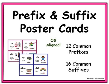 Preview of Prefix & Suffix Mini Posters/Anchor Charts Morphology Orton-Gillingham Aligned