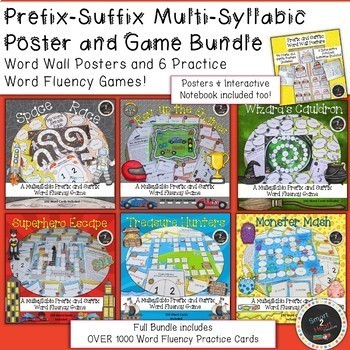 Preview of Prefix-Suffix Multisyllabic Poster and Game Bundle