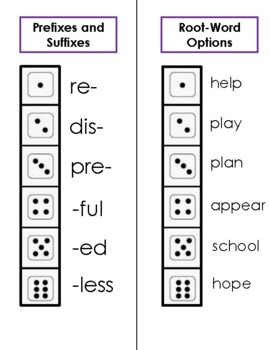 Preview of Prefix/Suffix Notes and Game