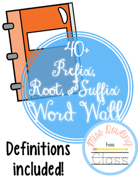 Preview of Prefix, Suffix, & Roots Word Wall with Meanings