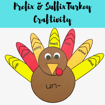 Preview of Prefix & Suffix Thanksgiving Turkey Craftivity