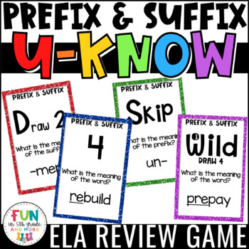 Preview of Prefix and Suffix Game for Literacy Centers: U-Know {Vocabulary Game} Review