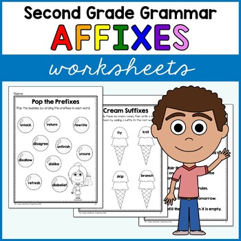 Preview of Prefix, Suffix, and Base Word Worksheets Second Grade Grammar No Prep Printables