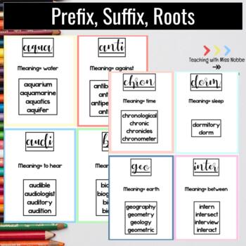 latin roots greek prefix flashcards suffix study posters subject
