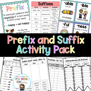 Preview of Prefix, Suffix and Root Word Activity Pack with Posters