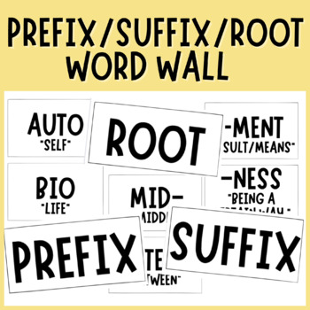 Preview of Prefix, Suffix, and Root Words | Word Study | Editable Word Wall Posters | Decor