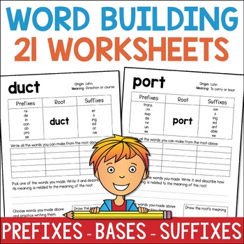 Preview of Prefix, Suffix & Bases Morphology Worksheets for Spelling, Vocab & Comprehension