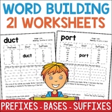 Prefix, Suffix & Bases Morphology Worksheets for Spelling,
