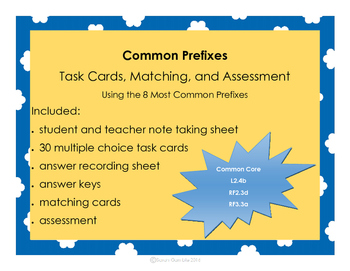 Preview of Prefix Task Cards, Matching, and Assessment