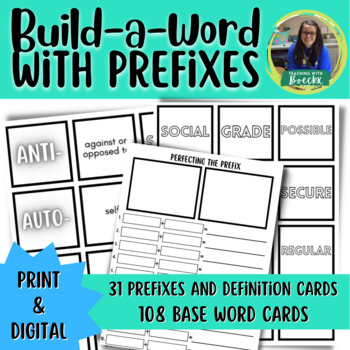 Preview of Prefix Word Cards - Build-A-Word Activities  Print & Digital