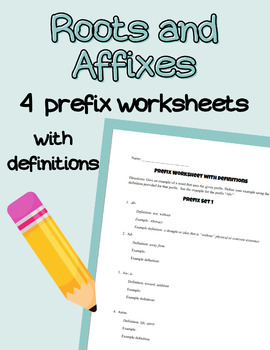 Preview of Prefix Worksheet with Definitions