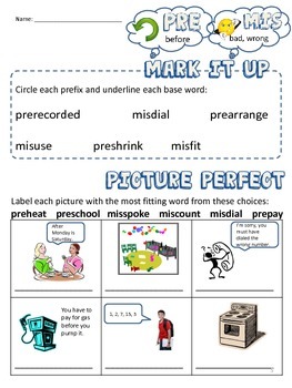 Prefix Activity Worksheets by The Classroom Key | TpT