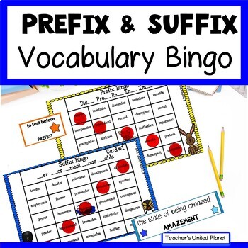 Preview of Prefix and Suffix Vocabulary Bingo/Task Cards + Self-Checking Easel - Morphology