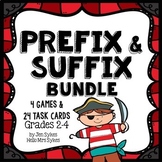 Prefix and Suffix Bundle 4 Games and 24 Task Cards for grades 2-4