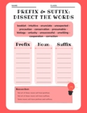 Prefix and Suffix Dissect the Words ESL Worksheet