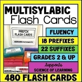 Prefix and Suffix Flash Cards Multisyllabic Flash Cards fo