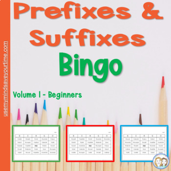 Preview of Prefix and Suffix Games Bingo Vocabulary Focus 24 Affixed Words Full Sheet B&W