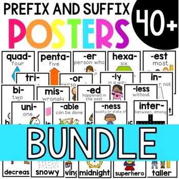 Preview of Prefixes and Suffixes Posters Visual Reference Poster Anchor Chart Bundle