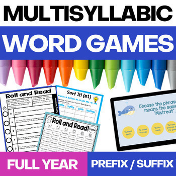 Preview of Multisyllabic Words Lists and Game - Decoding Multisyllabic Words - TPT BUNDLE