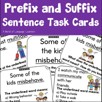 Preview of Prefix and Suffix Sentence Task Cards